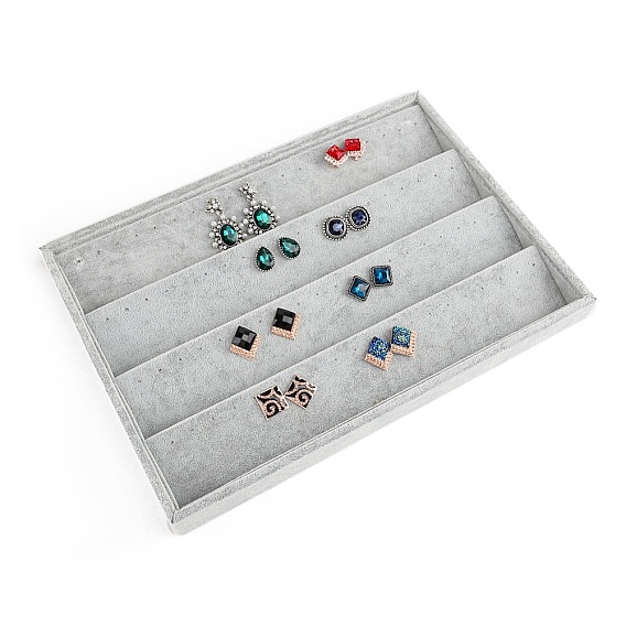 Expositores de pendientes de terciopelo, soporte organizador de joyas para almacenamiento de aretes, Rectángulo
