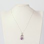 Natural Raw Rough Gemstone Pendant Necklaces, with Brass Chains and Spring Ring Clasps, 18 inch 
