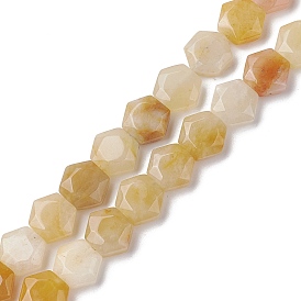 Natural Topaz Jade Beads Strands, Faceted Hexagonal Cut, Hexagon