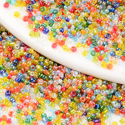 12/0 Glass Seed Beads, Transparent Colours Rainbow, Round Hole, Round