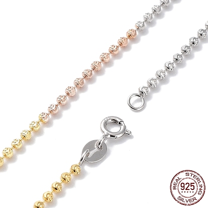 Segmented Multi-color 925 Sterling Silver Ball Chain Necklace for Women, with 925 Stamp