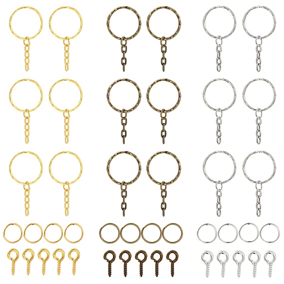 Kit de fabrication de porte-clés de bricolage, y compris les porte-clés fendus en fer, vis oeil broche cheville bails, Saut anneaux