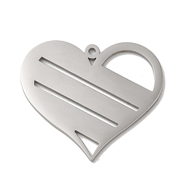 304 Stainless Steel Pendants, Laser Cut, Heart Charm