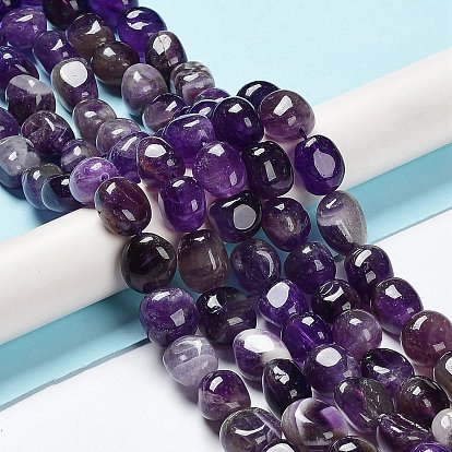 Natural Amethyst Beads Strands, Nuggets Tumbled Stone