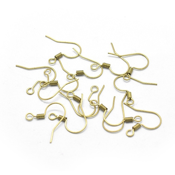 Brass Earrings Hook Findings, with Horizontal Loop