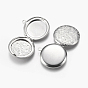 304 Stainless Steel Locket Pendants, Flat Round with Flower