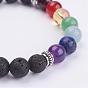 Natural Gemstone Beads Stretch Bracelets, with Tibetan Style Alloy Spacer Beads