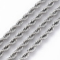 304 Stainless Steel Rope Chain Necklaces for Men Women, with Lobster Claw Clasps
