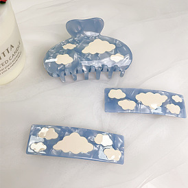 Blue Sky and White Clouds Hair Clip Set with Acetate Material - Original Design by Duowei Jewelry