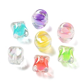UV Plating Iridescent Transparent Acrylic Beads, Candy