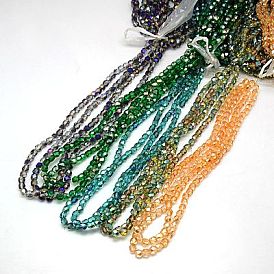 Perles en verre electroplate, demi-plaqué, facette, cube, 6x6x6mm, Trou: 1mm, Environ 71 pcs/chapelet, 16.5 pouce