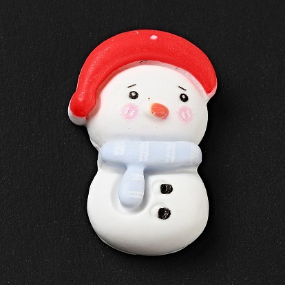 Opaque Christmas Resin Cabochons, Snowman with Red Hat
