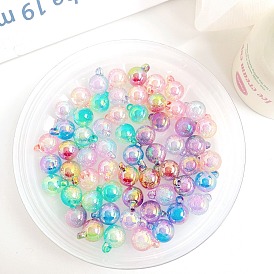 Transparent Bubble Acrylic Beads, Gradient Color, Round