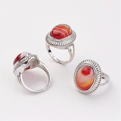 Les anneaux de doigts pierre précieuse, avec accessoire anneau en laiton, platine, ovale