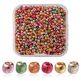 55G 8/0 Plated Glass Seed Beads, Round Hole, Round