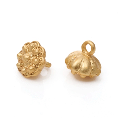 Brass Charms, Long-Lasting Plated, Matte Style, Lotus Pod