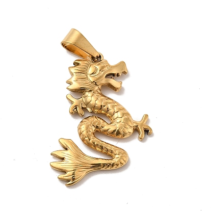 Vacuum Plating 201 Stainless Steel Pendants, Dragon Charms