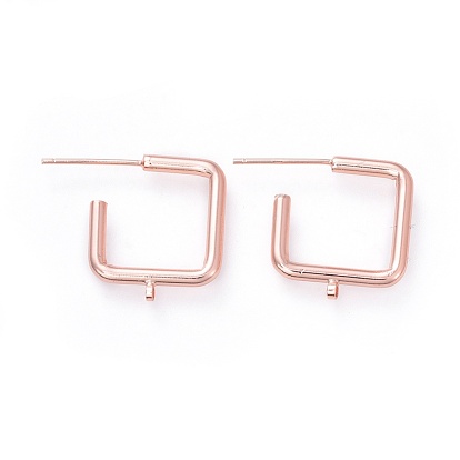 Brass Stud Earring Findings, with Loop, Ear Nuts and 925 Sterling Silver Pin