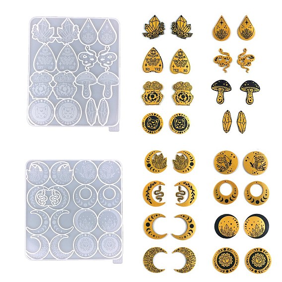 Moldes para colgantes de silicona diy Luna/hongo/serpiente, moldes de resina, para resina uv, fabricación de joyas de resina epoxi