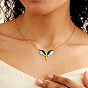 Ожерелья с подвеской в виде крыла ангела из нержавеющей стали с микропаве и кубическим цирконием, Ожерелье-цепочка с застежкой-карабином для женщин