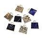 Natural Gemstone Pendants, Handbag Charms, with Rack Plating Brass Findings, Cadmium Free & Lead Free