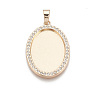 Alloy Pendant Cabochon Settings, Cadmium Free & Lead Free, Picture Memory Frame Pendants, with Rhinestone, Oval