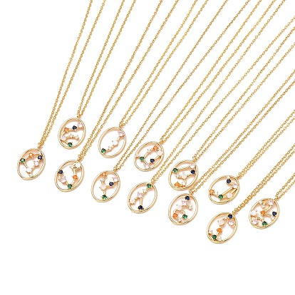 Collar con colgante de constelación de circonitas cúbicas de colores, oro 304 joyas de acero inoxidable para mujer.