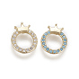 Brass Micro Pave Cubic Zirconia Charms, Ring with Crown