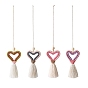 Coton pendentif pompon décorations, décoration à suspendre en forme de cœur tressé