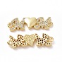 Brass Micro Pave Cubic Zirconia Connector Charms, Mother's Day Links, Word M Heart M