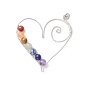 Natural Gemstone Beaded Big Pendants, with Copper Jewelry Wire, Heart, Chakra