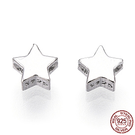 925 Sterling Silver Beads, Star, Nickel Free, with S925 Stamp