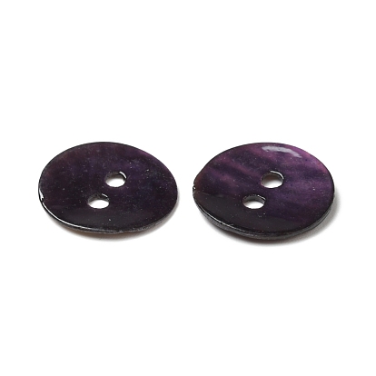 2-Hole Mother of Pearl Buttons, Natural Akoya Shell Button, Dyed, Flat Round