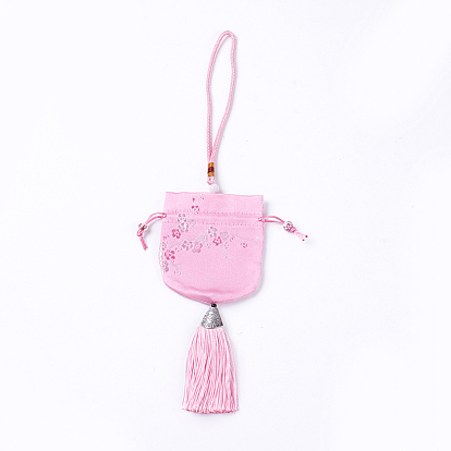 Silk Packing Pouches, Vintage Scented Sachet Perfume Bag, with Tassel