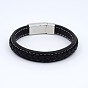 Unisex Casual Style Braided Leather Cord Bracelets, with 304 Stainless Steel Clasps, 215x12x6mm