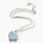 Colliers pendants en alliage de strass, avec perles de copeaux de pierres précieuses et 304 accessoires en acier inoxydable, cœur