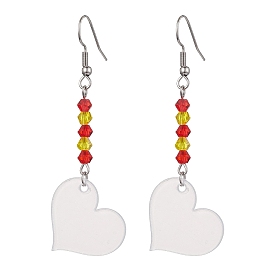 Blank Acrylic Dangle Earrings, with Colorful Glass Beaded