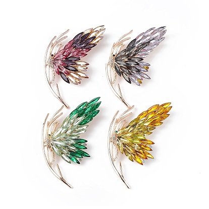 Rhinestone Butterfly Brooch Pin, Light Gold Alloy Badge for Women