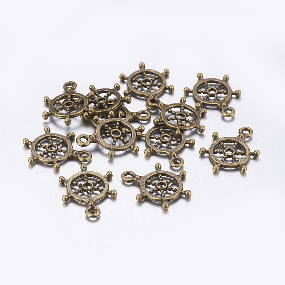 Tibetan Style Alloy Pendants, Cadmium Free & Lead Free, Helm, 20mm long, 17.5mm wide, 2mm thick, hole: 2mm
