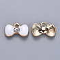 Alloy Enamel Charms, with Crystal Rhinestone, Bowknot, Light Gold
