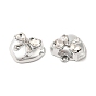 Clear Glass Pendants, Rack Plating Alloy Findings, Nickel Free, Heart with Bowknot Charms
