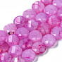 Opaque Baking Painted Crackle Glass Beads Strands, Flat Round, Faceted