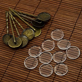 Couvercle transparent transparent 18mm bombé cabochon de verre pour les cheveux de fer bobby pin prise diy, 63x19x2mm