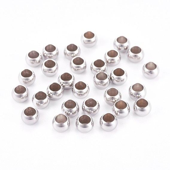 304 acier inoxydable perles d'espacement lisses, rondelle, 5x3mm, Trou: 3mm