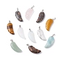 Natural & Synthetic Gemstone Pendants, with Platinum Plated Brass Loops, Wing