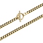 Brass Curb Chain Bracelets & Necklaces Sets, with Enamel and 304 Stainless Steel Toggle Clasps, Real 18K Gold Plated
