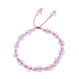 Ожерелье из бисера из акриловой бабочки и пластикового жемчуга для женщин