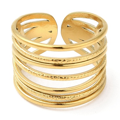 304 Stainless Steel Open Cuff Rings, Multi Lines