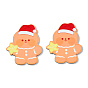 Cabujones acrílicos opacos estampados en relieve, Estilo de la Navidad, hombre de pan de jengibre