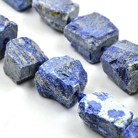 Nuggets lapis lazuli naturelles perles brins, 17~38x16~30mm, Trou: 2mm, Environ 14~15 pcs/chapelet, 15.7 pouce